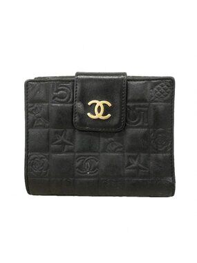 Chanel Wallet Icon Lambskin Black Gold